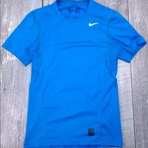 Nike Pro Dri-Fit Fitted Short Sleeve Shirt Men Size Small Blue Performance